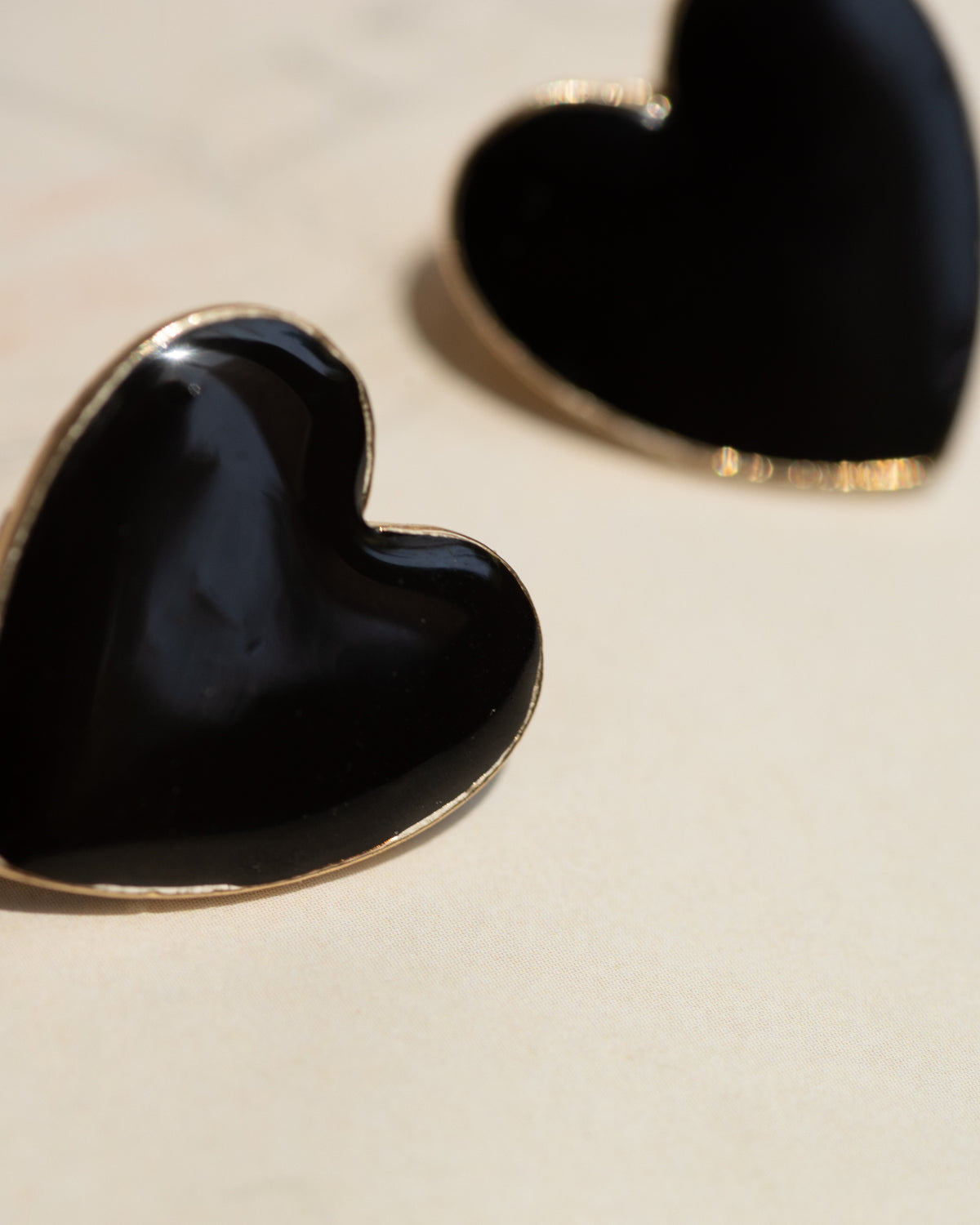 Black + Gold Heart Studs