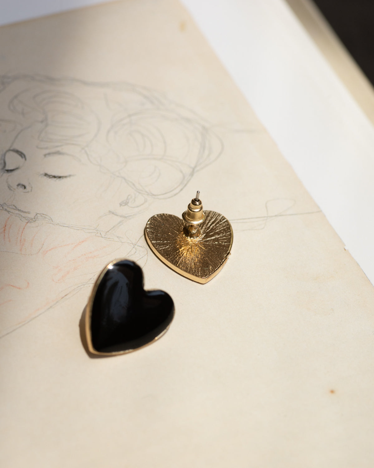 Black + Gold Heart Studs