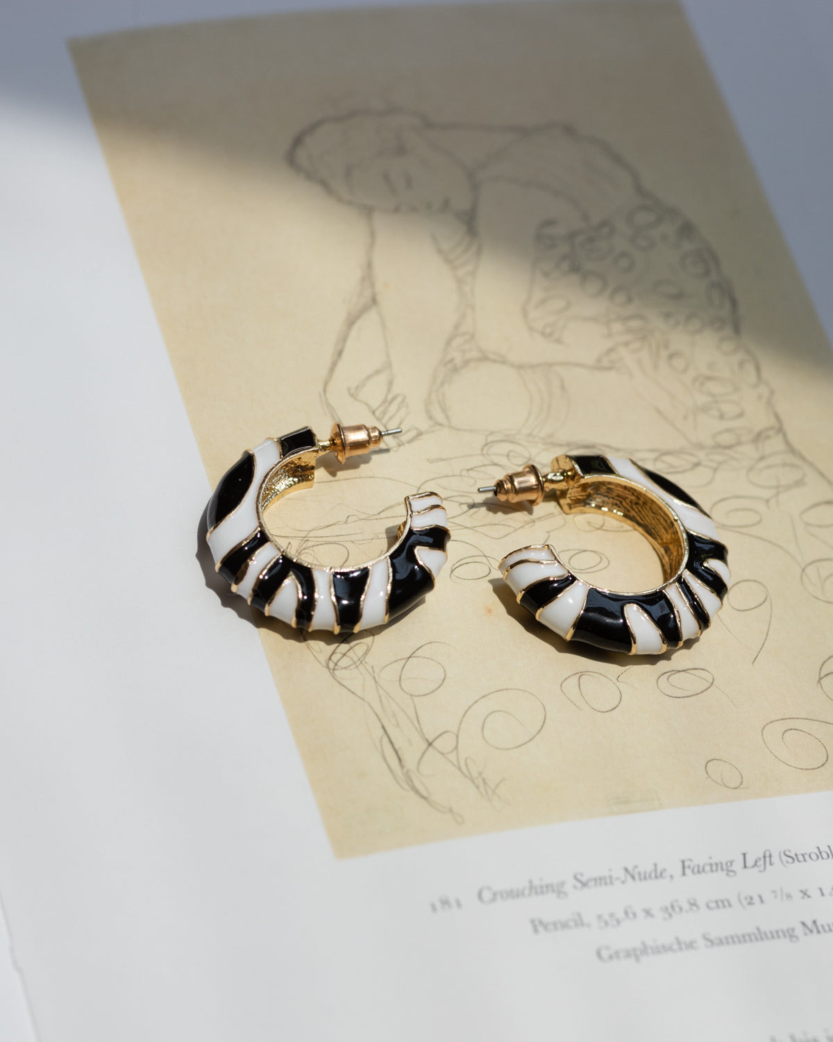 Enamel Zebra Hoop Earrings