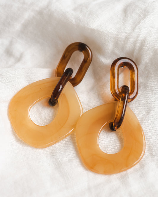 Clementine Earrings in Tortoise + Sand