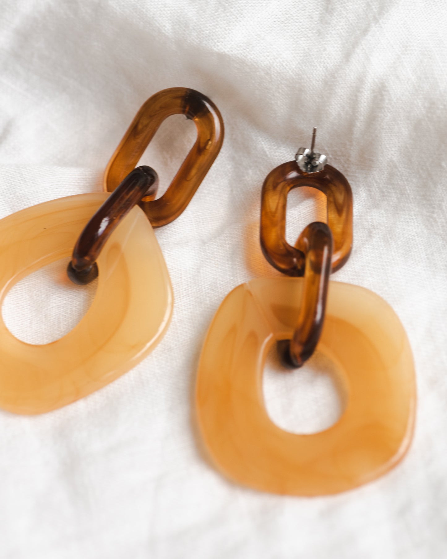 Clementine Earrings in Tortoise + Sand