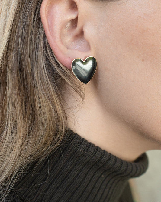 Black + Gold Heart Studs