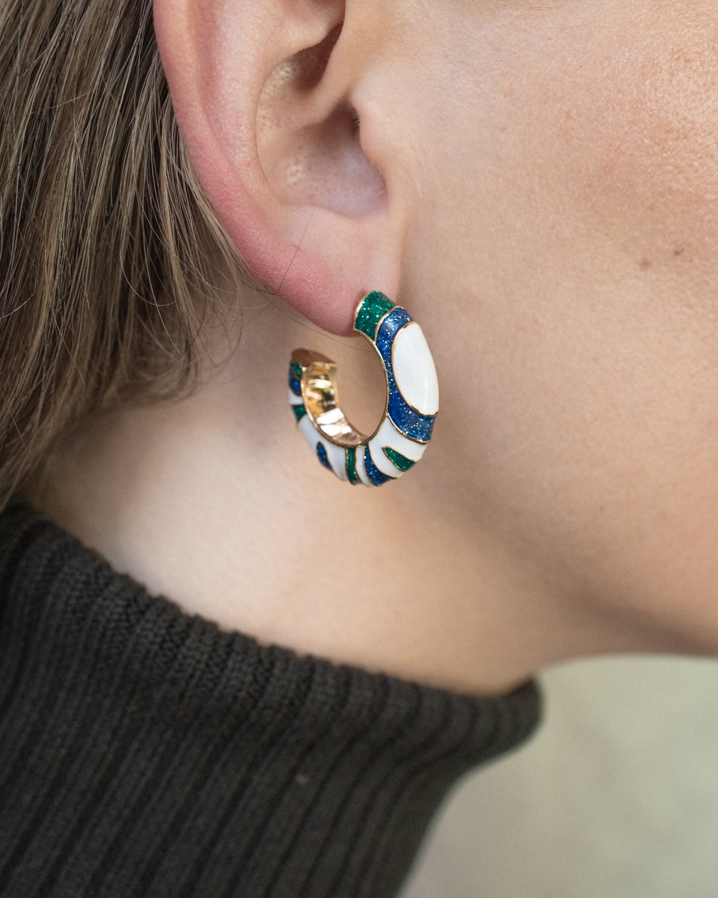 Enamel Wild Zebra Hoop Earrings