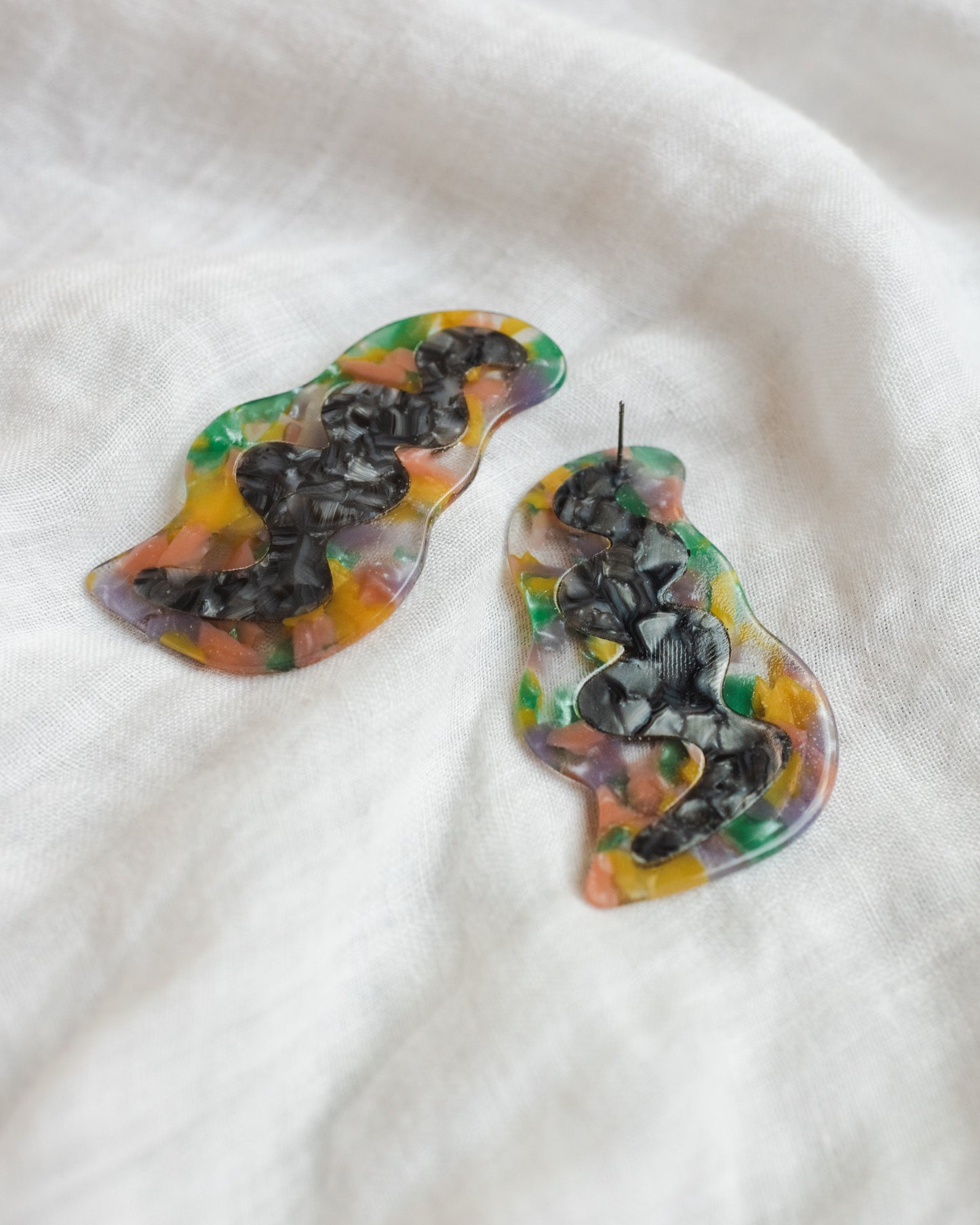 Titanium Abstract Pastel Confetti Earrings