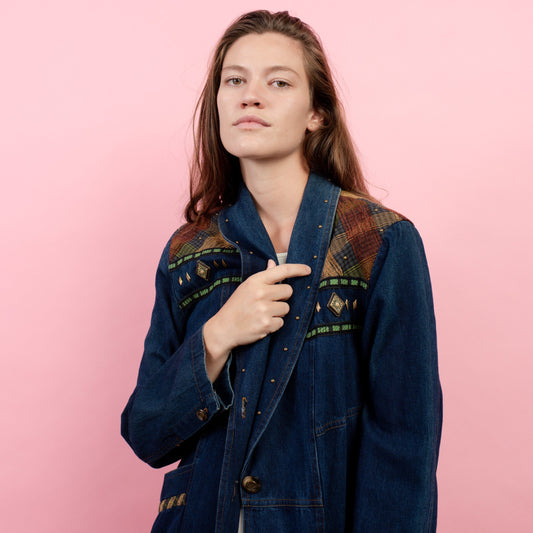 Vintage Dark Wash Blue Denim Western Duster / S/M - Closed Caption
