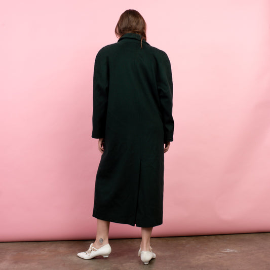 Vintage Oversized Hunter Green Wool Coat / S/M/L - Closed Caption