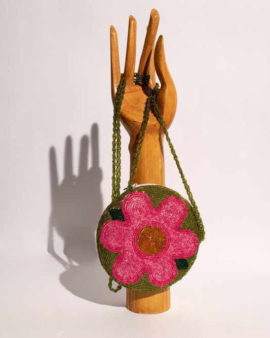 Vintage Floral Beaded Crossbody Bag
