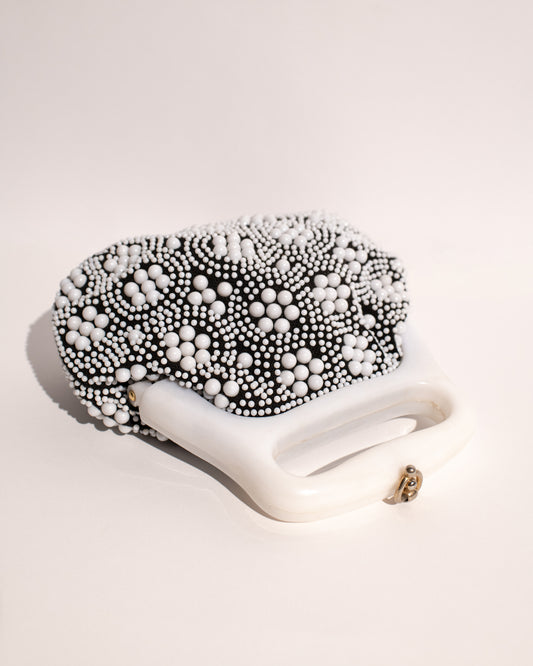 Vintage 1950 Floral Bubble Bead Bag