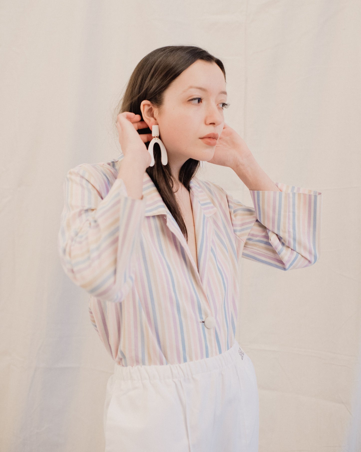 White Geometric Resin Statement Earrings - Closed Caption