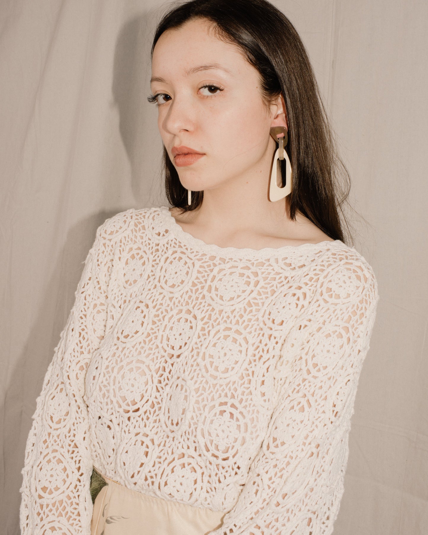 Smoke + Creme Geometric Resin Statement Earrings - Closed Caption | Shop Vintage + Handmade. Always Sustainable. Never Wasteful.