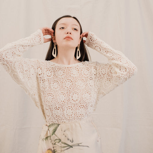 Smoke + Creme Geometric Resin Statement Earrings - Closed Caption | Shop Vintage + Handmade. Always Sustainable. Never Wasteful.