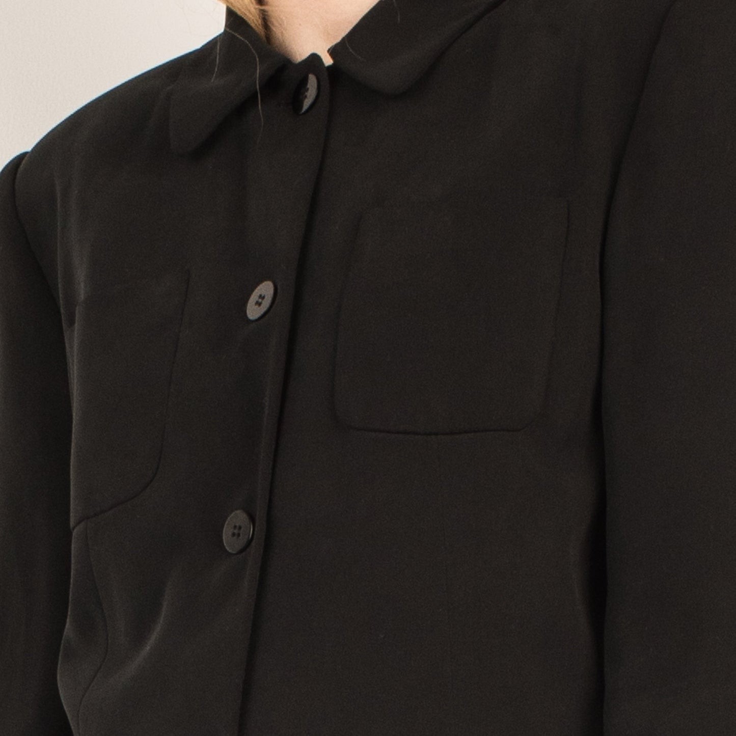 Vintage Black Cropped Silk Blazer / S - Closed Caption