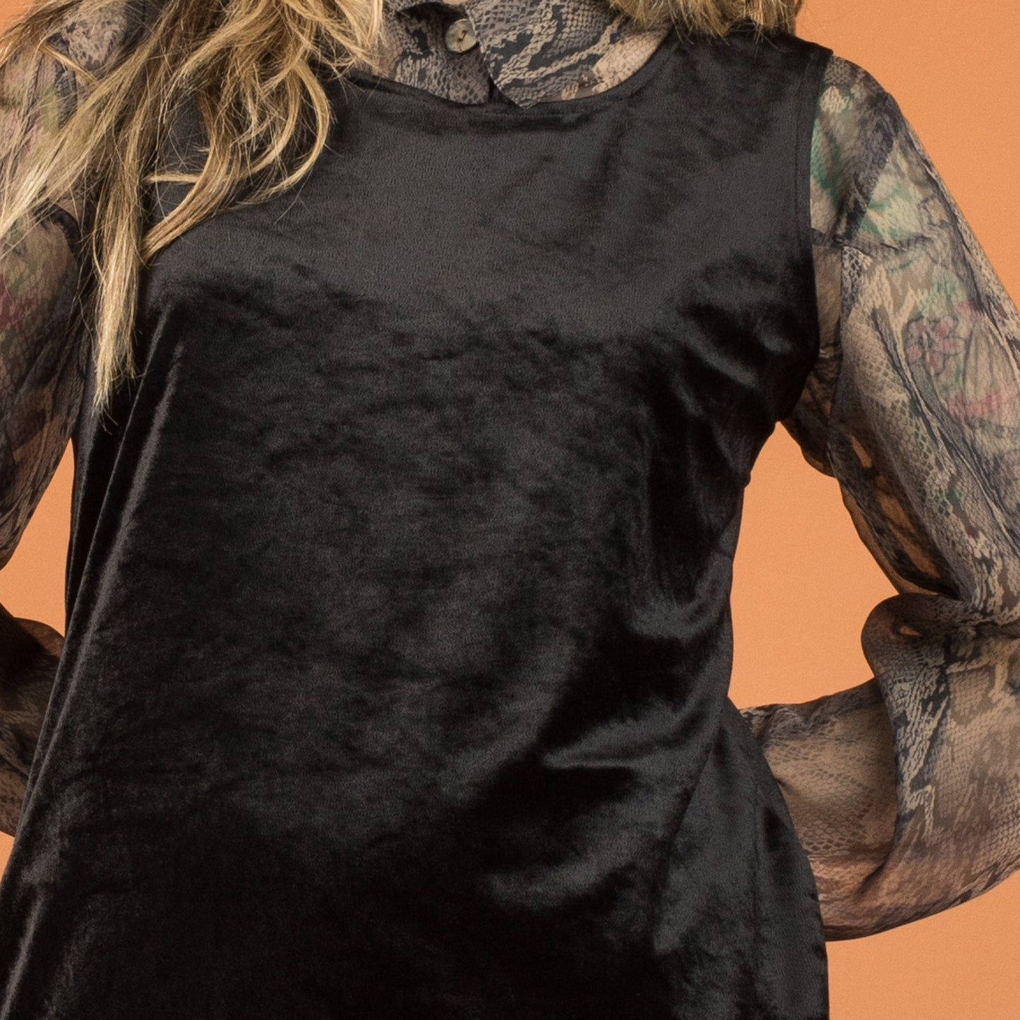 Vintage Black Velvet Maxi Dress / S