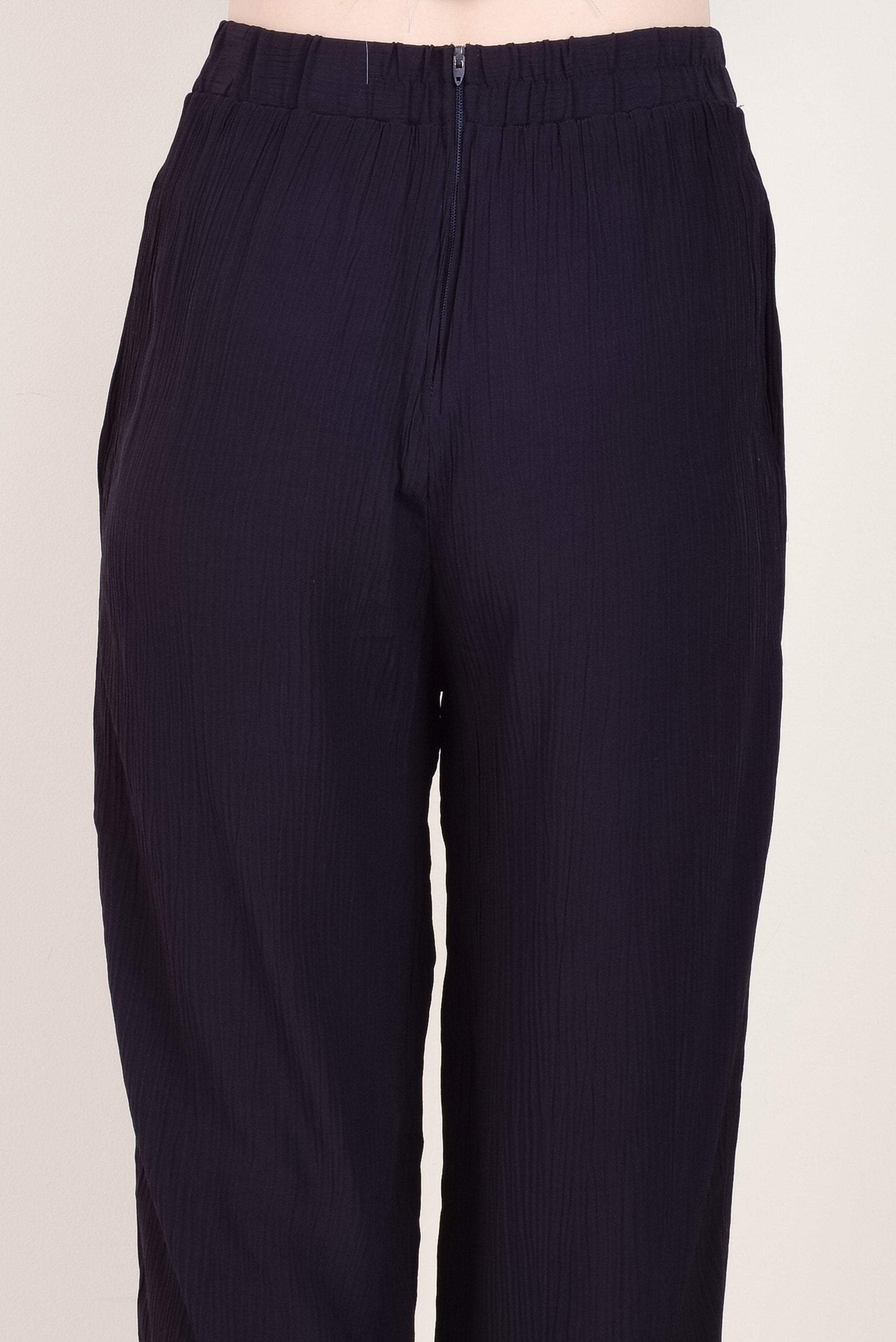 Vintage Navy Crinkle Pants / S