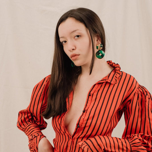 Green and Gold Chunky Statement Earrings - Closed Caption | Shop Vintage + Handmade. Always Sustainable. Never Wasteful.