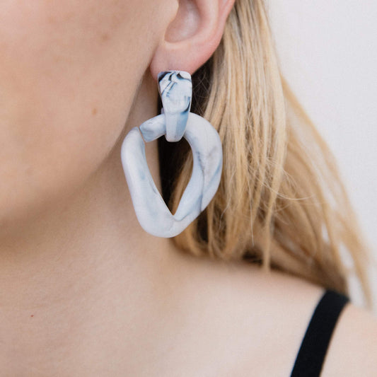 Oversized Smoky Grey Dangle Earrings - Closed Caption | Shop Vintage + Handmade. Always Sustainable. Never Wasteful.