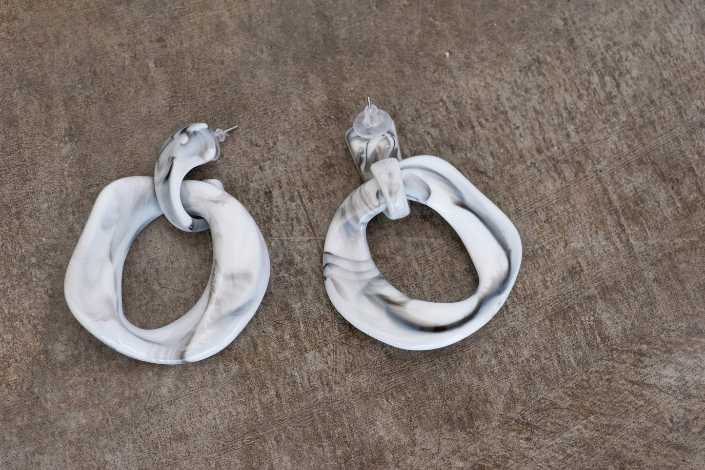 Oversized Smoky Grey Dangle Earrings - Closed Caption | Shop Vintage + Handmade. Always Sustainable. Never Wasteful.