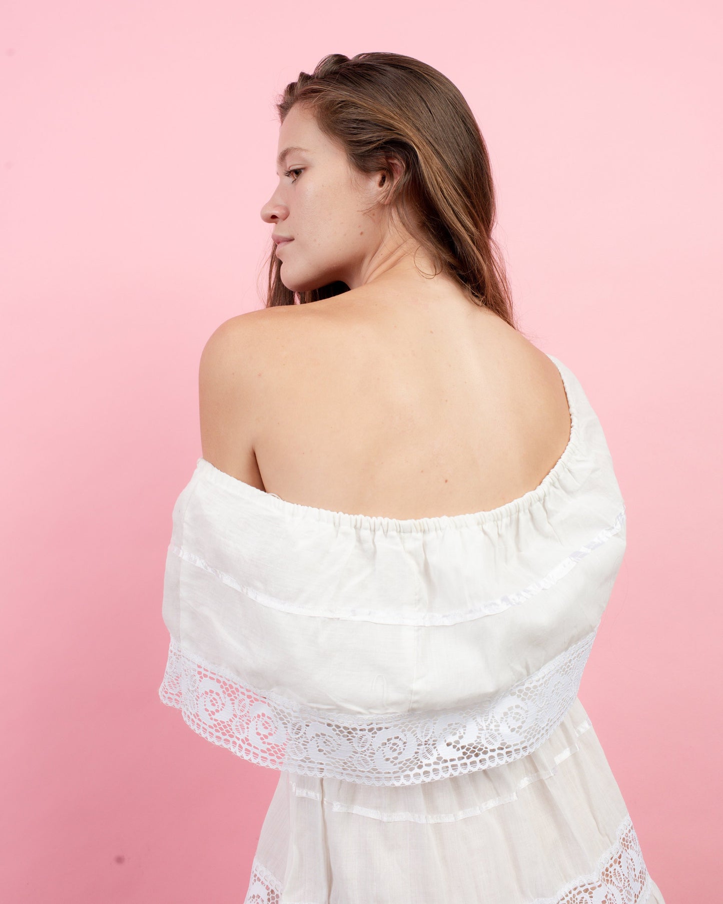 Vintage 70s White Boho Cotton Crochet Peasant Dress (S/M) - Closed Caption | Shop Vintage + Handmade. Always Sustainable. Never Wasteful.