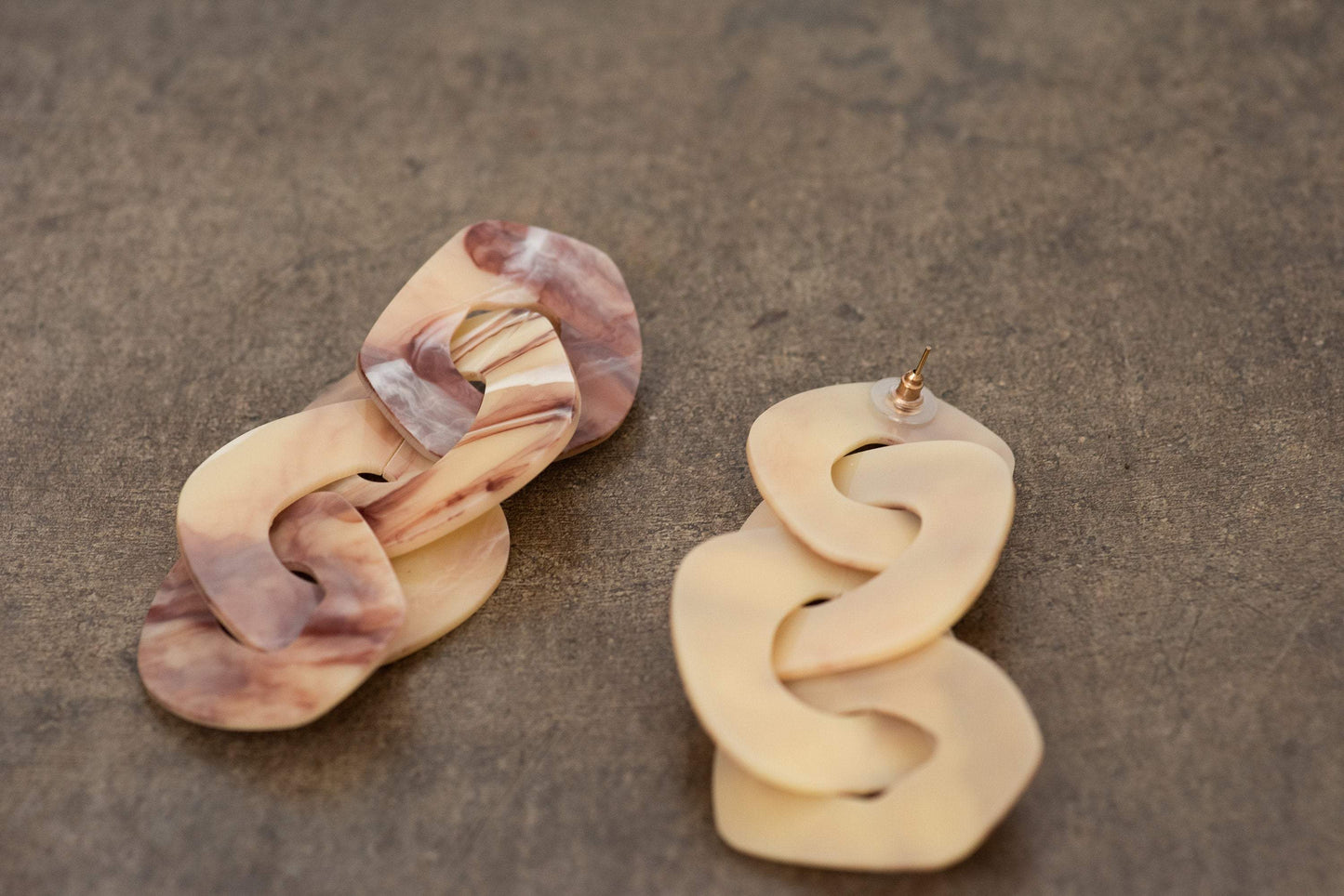 Oversized Caramel Latte Dangle Earrings - Closed Caption | Shop Vintage + Handmade. Always Sustainable. Never Wasteful.