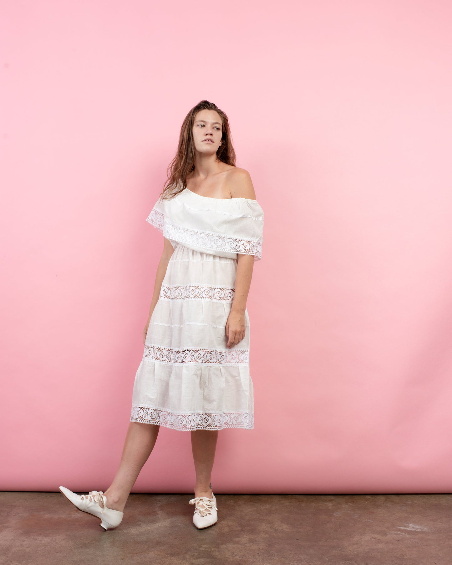 Vintage 70s White Boho Cotton Crochet Peasant Dress (S/M) - Closed Caption | Shop Vintage + Handmade. Always Sustainable. Never Wasteful.