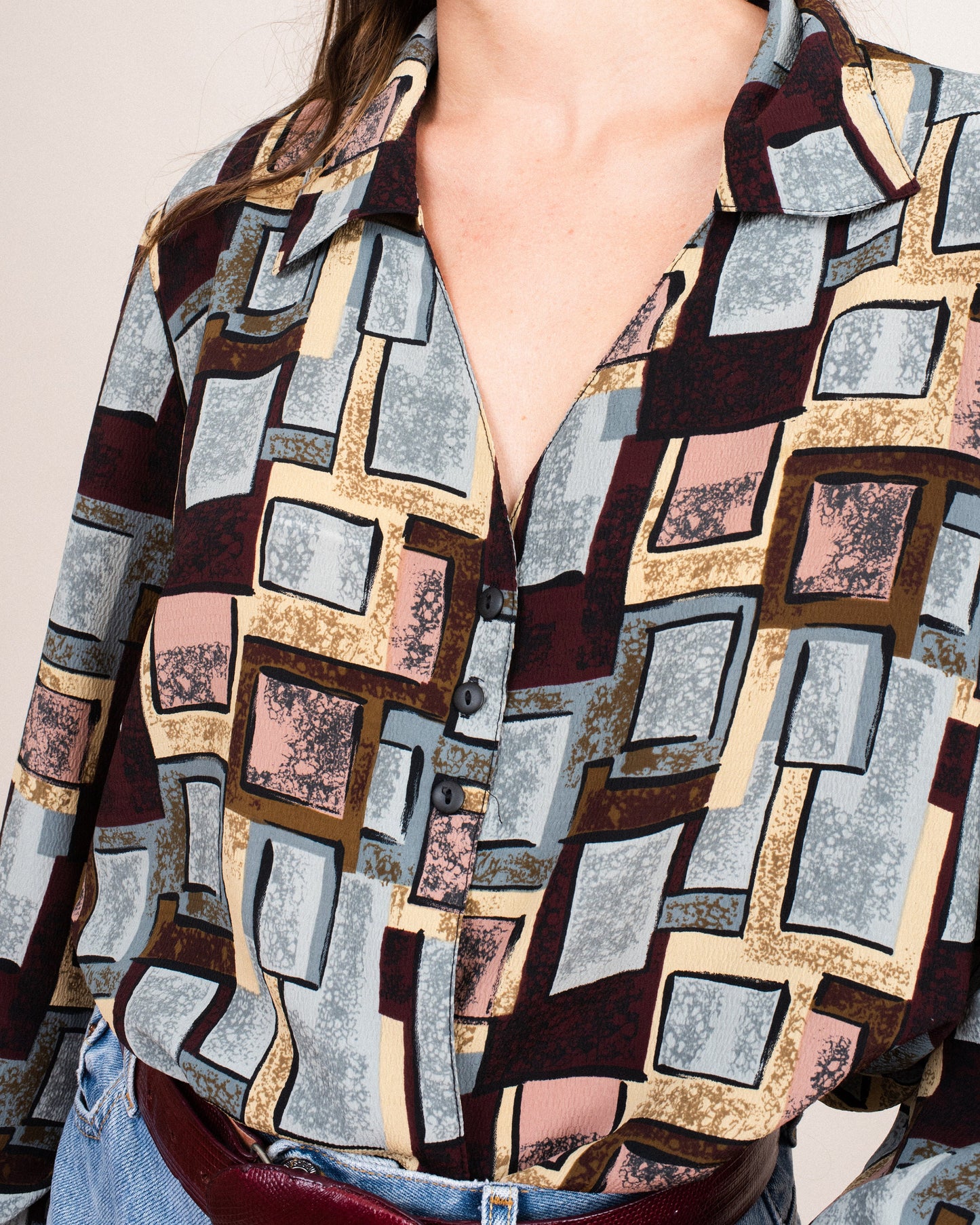 Vintage Oversized Abstract Blouse / S/M