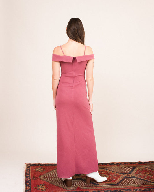 Vintage 70s Dusty Rose Maxi Dress / S