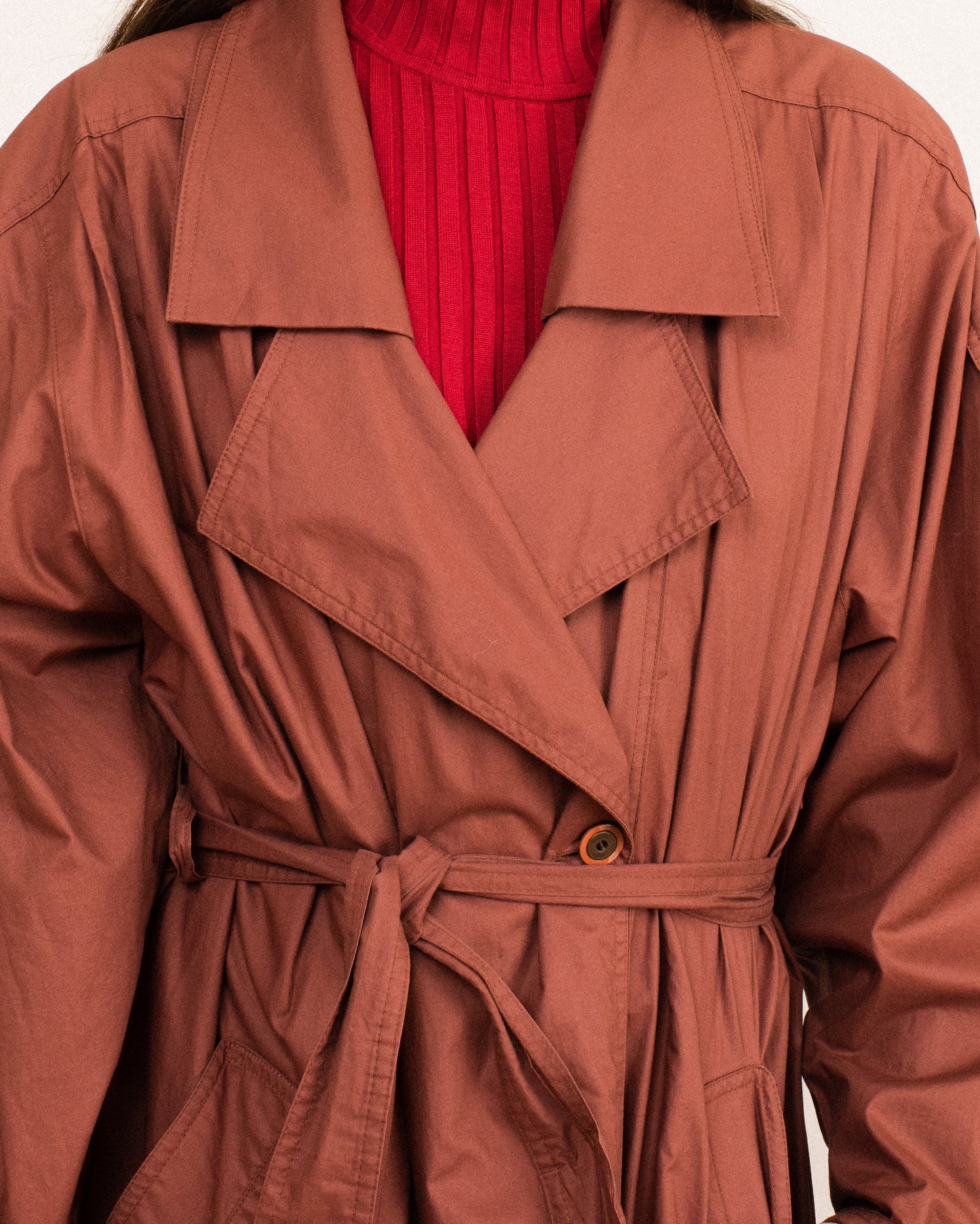 Vintage Oversized Rust Trench Coat / S/M