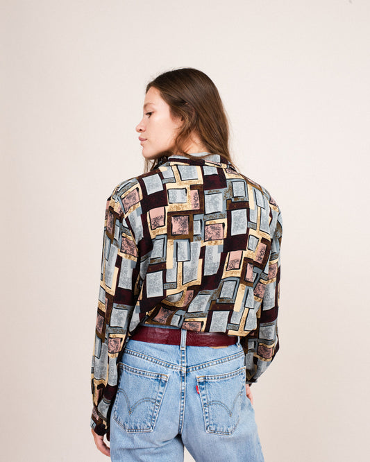 Vintage Oversized Abstract Blouse / S/M