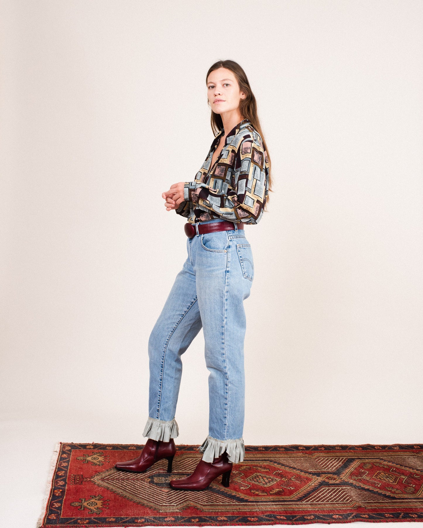 Vintage Oversized Abstract Blouse / S/M