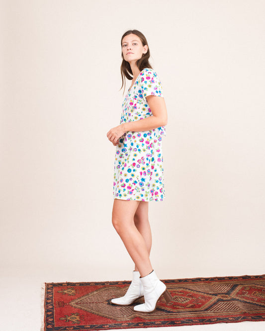 Vintage Colorful Floral Dress / S
