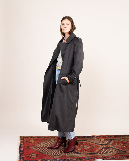 Vintage Grey Trench Coat / S/M
