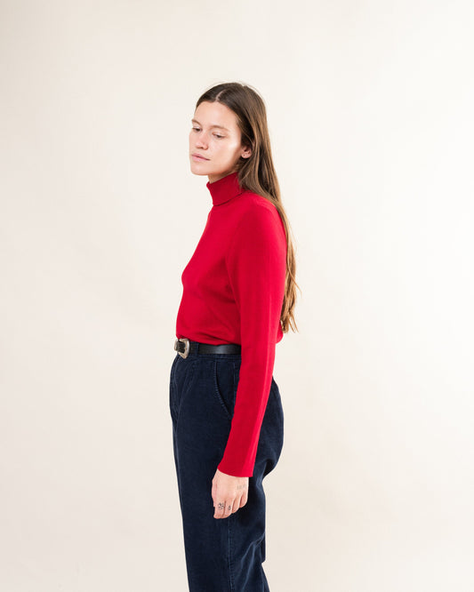 Vintage Wine Red Turtleneck Sweater (S/M)
