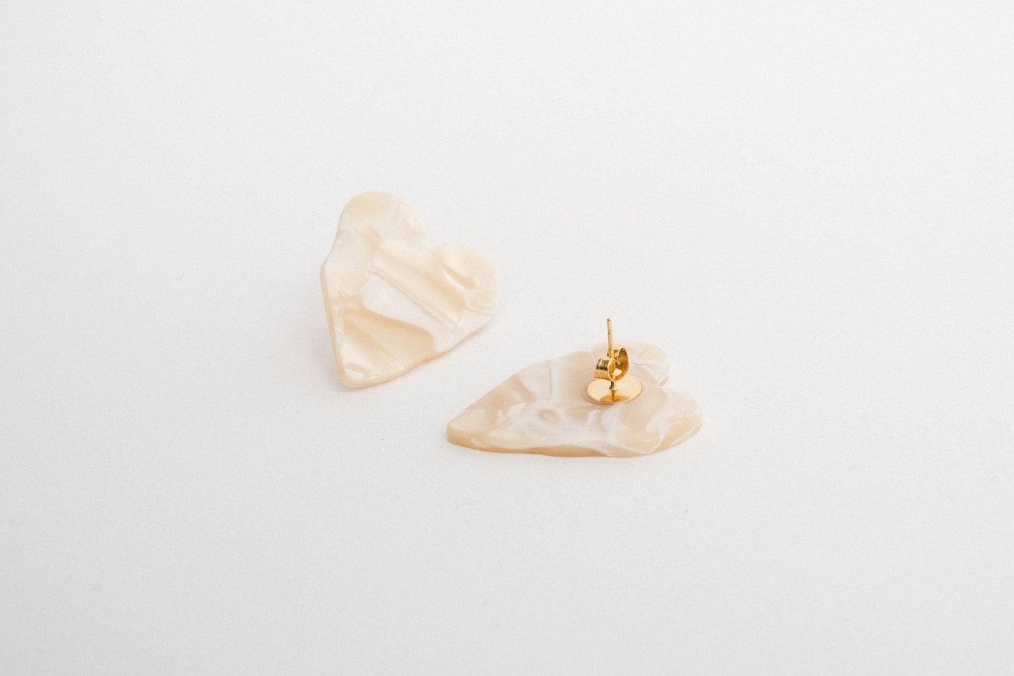 Vanilla Cream Heart Earrings - Closed Caption | Shop Vintage + Handmade. Always Sustainable. Never Wasteful.