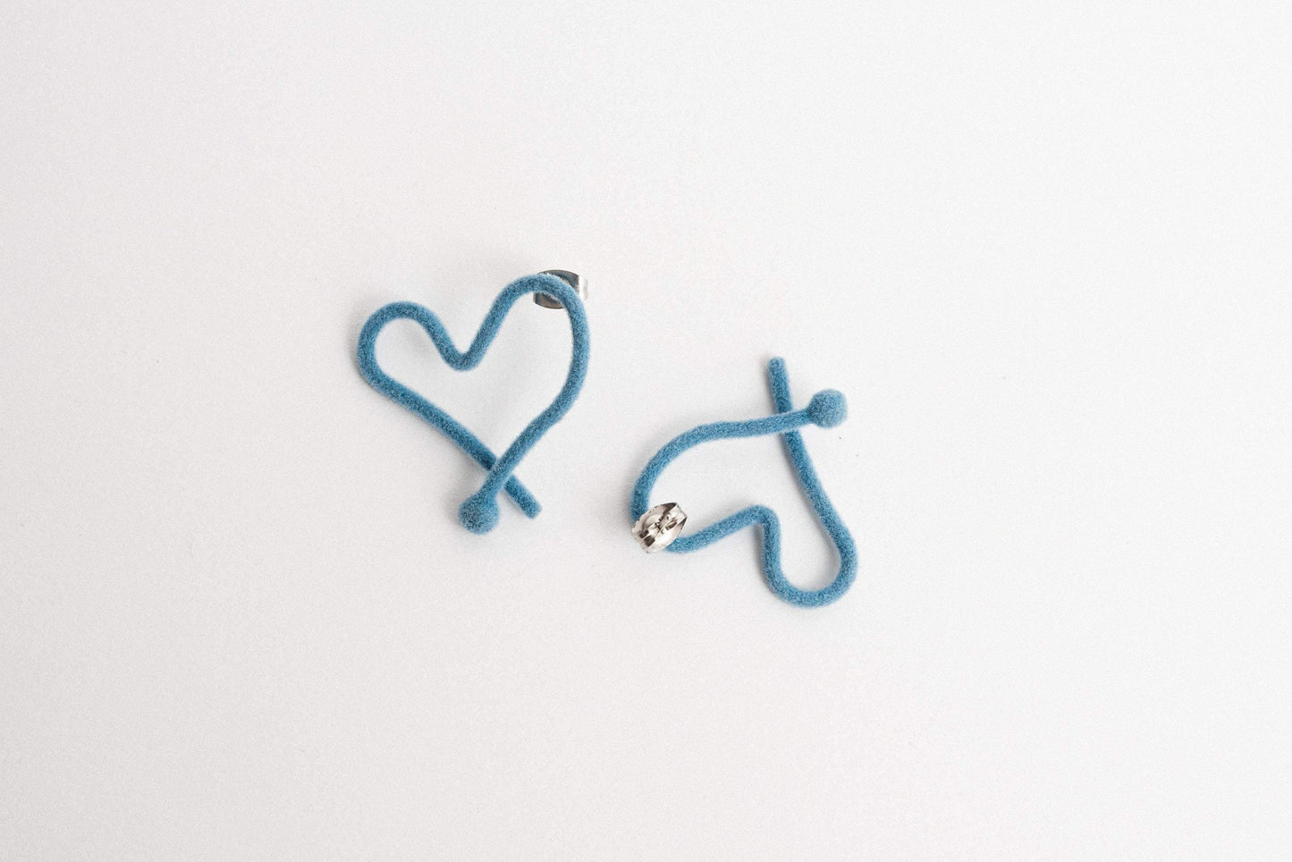 Powder Blue Velvet Heart Earrings - Closed Caption | Shop Vintage + Handmade. Always Sustainable. Never Wasteful.