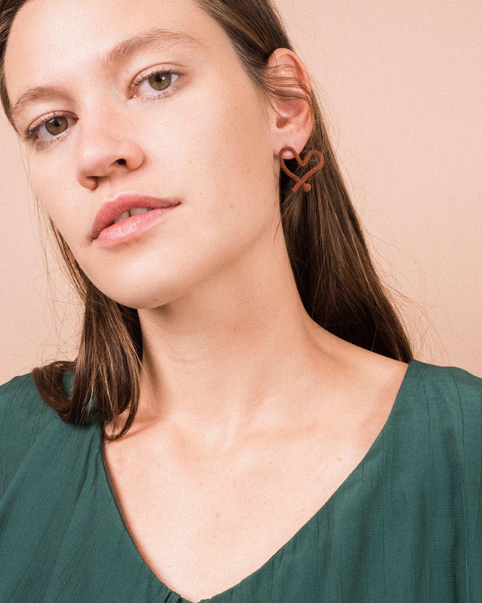 Chocolate Velvet Heart Earrings - Closed Caption | Shop Vintage + Handmade. Always Sustainable. Never Wasteful.