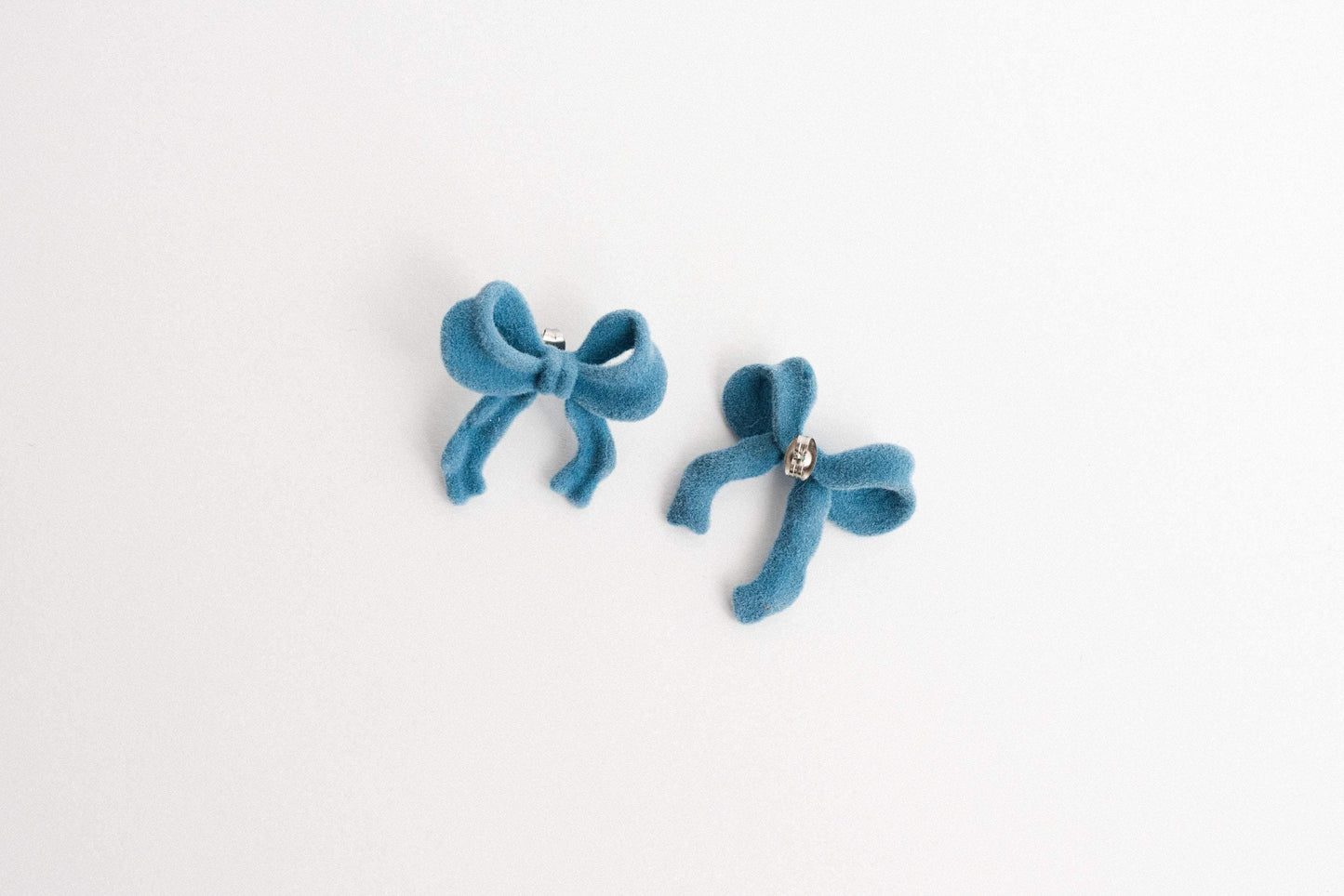 Powder Blue Velvet Bow Earrings - Closed Caption | Shop Vintage + Handmade. Always Sustainable. Never Wasteful.
