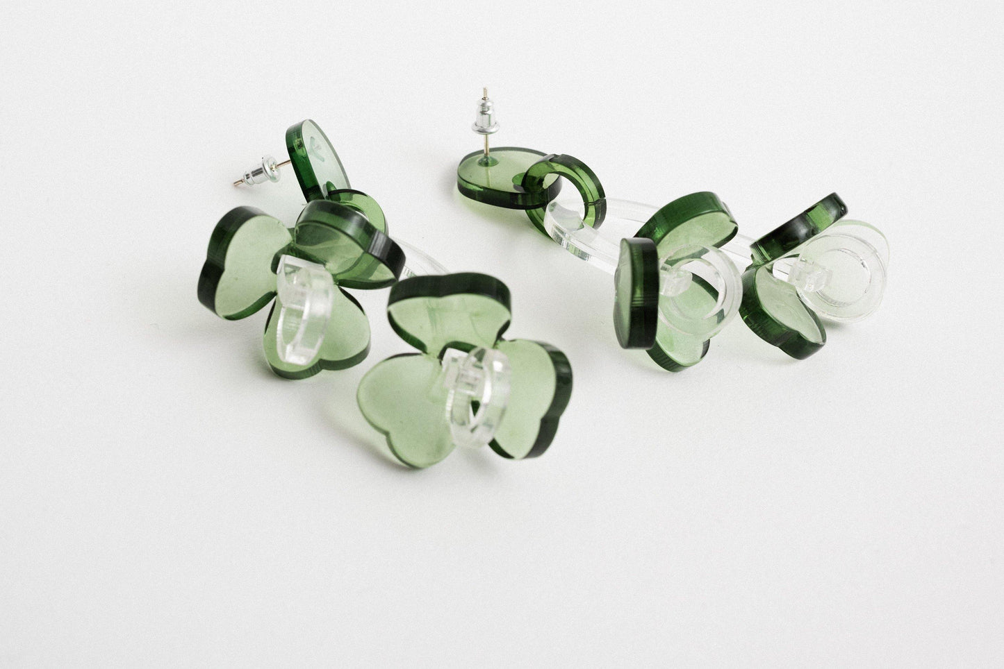 Green Flower Dangle Earrings - Closed Caption | Shop Vintage + Handmade. Always Sustainable. Never Wasteful.