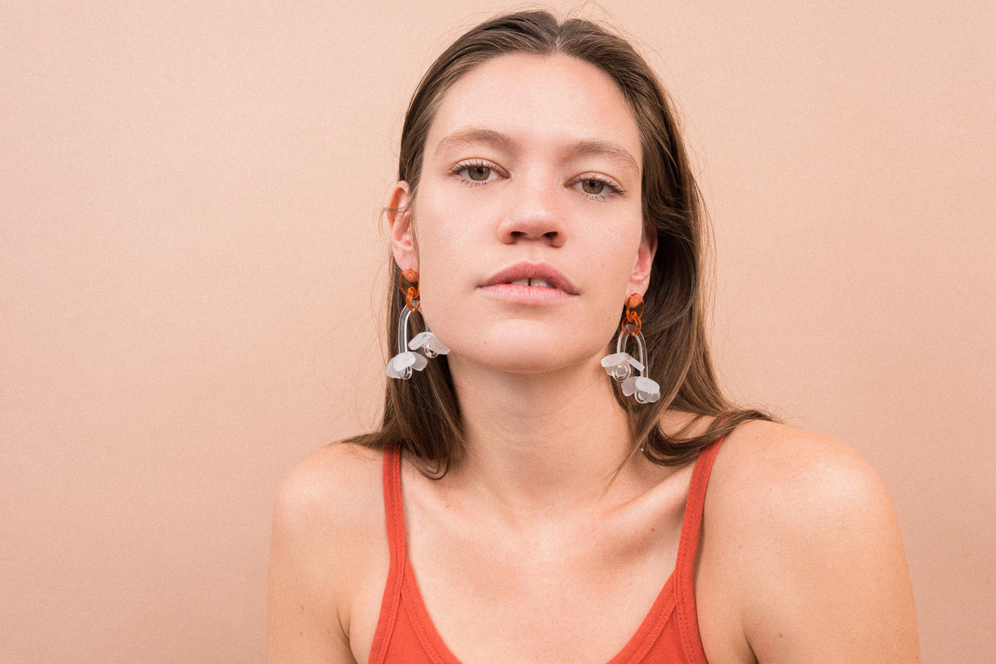 Orange Flower Dangle Earrings - Closed Caption | Shop Vintage + Handmade. Always Sustainable. Never Wasteful.