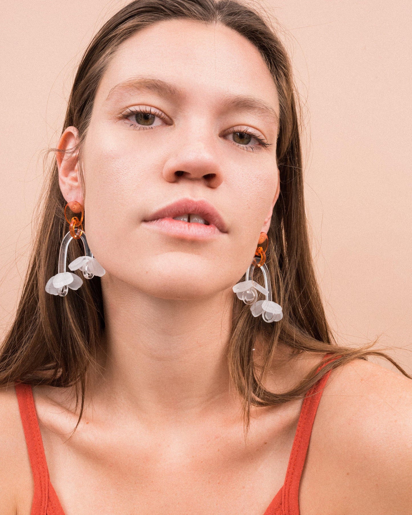 Orange Flower Dangle Earrings - Closed Caption | Shop Vintage + Handmade. Always Sustainable. Never Wasteful.