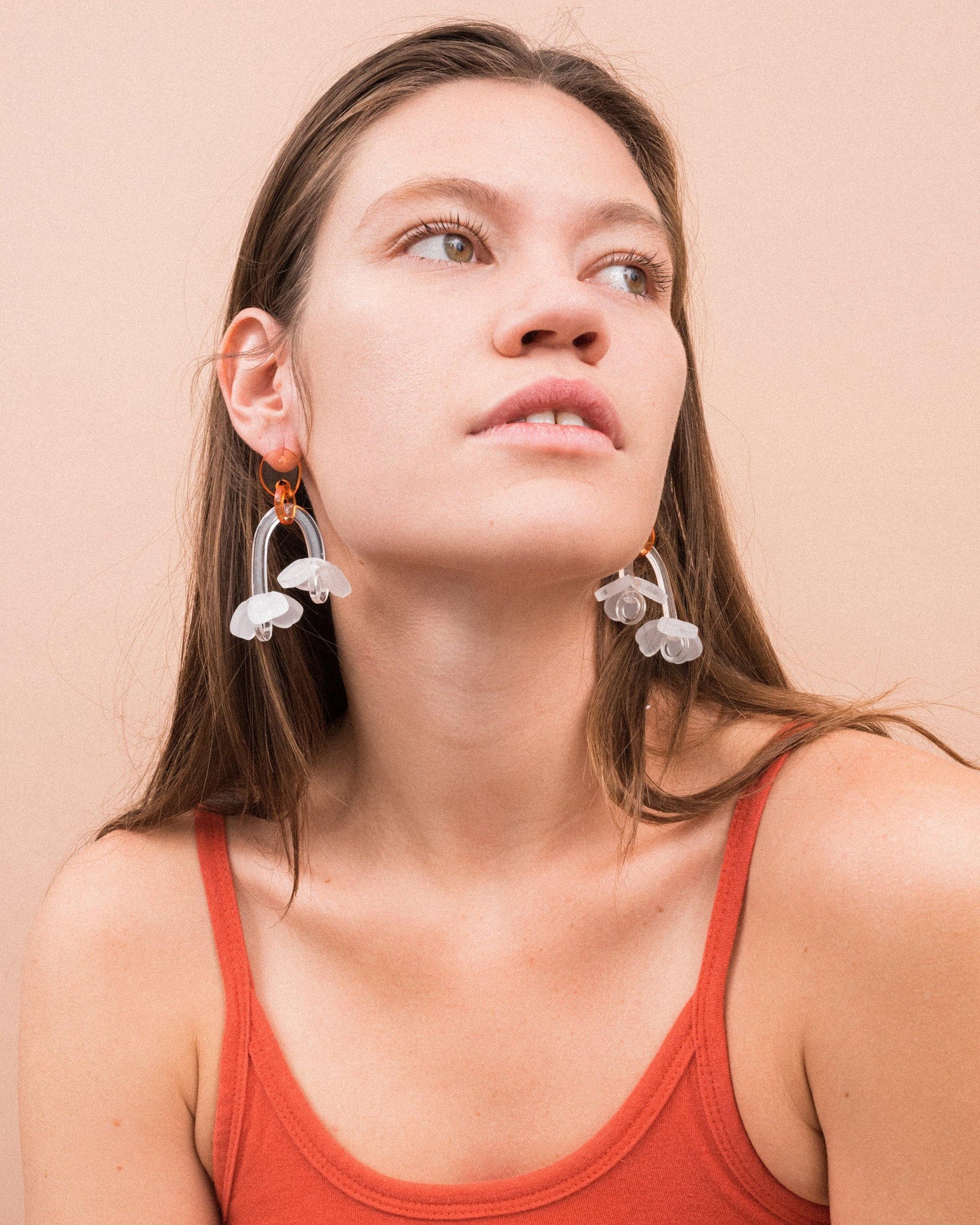 Orange Flower Dangle Earrings - Closed Caption | Shop Vintage + Handmade. Always Sustainable. Never Wasteful.