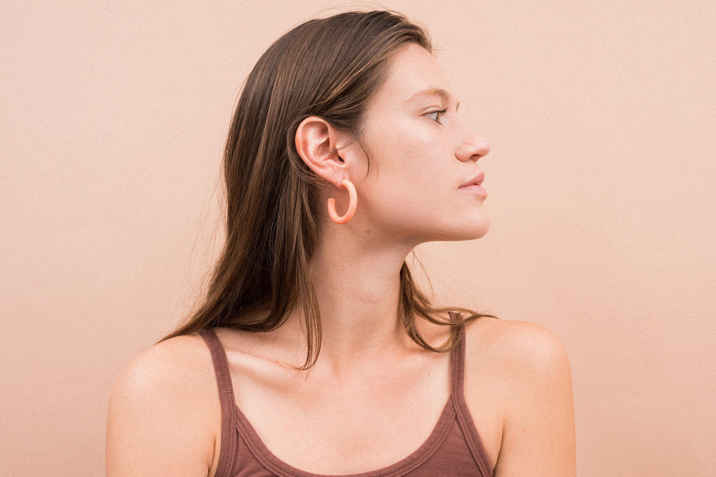 Coral Hoop Earrings - Closed Caption | Shop Vintage + Handmade. Always Sustainable. Never Wasteful.