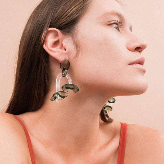 Green Flower Dangle Earrings - Closed Caption | Shop Vintage + Handmade. Always Sustainable. Never Wasteful.