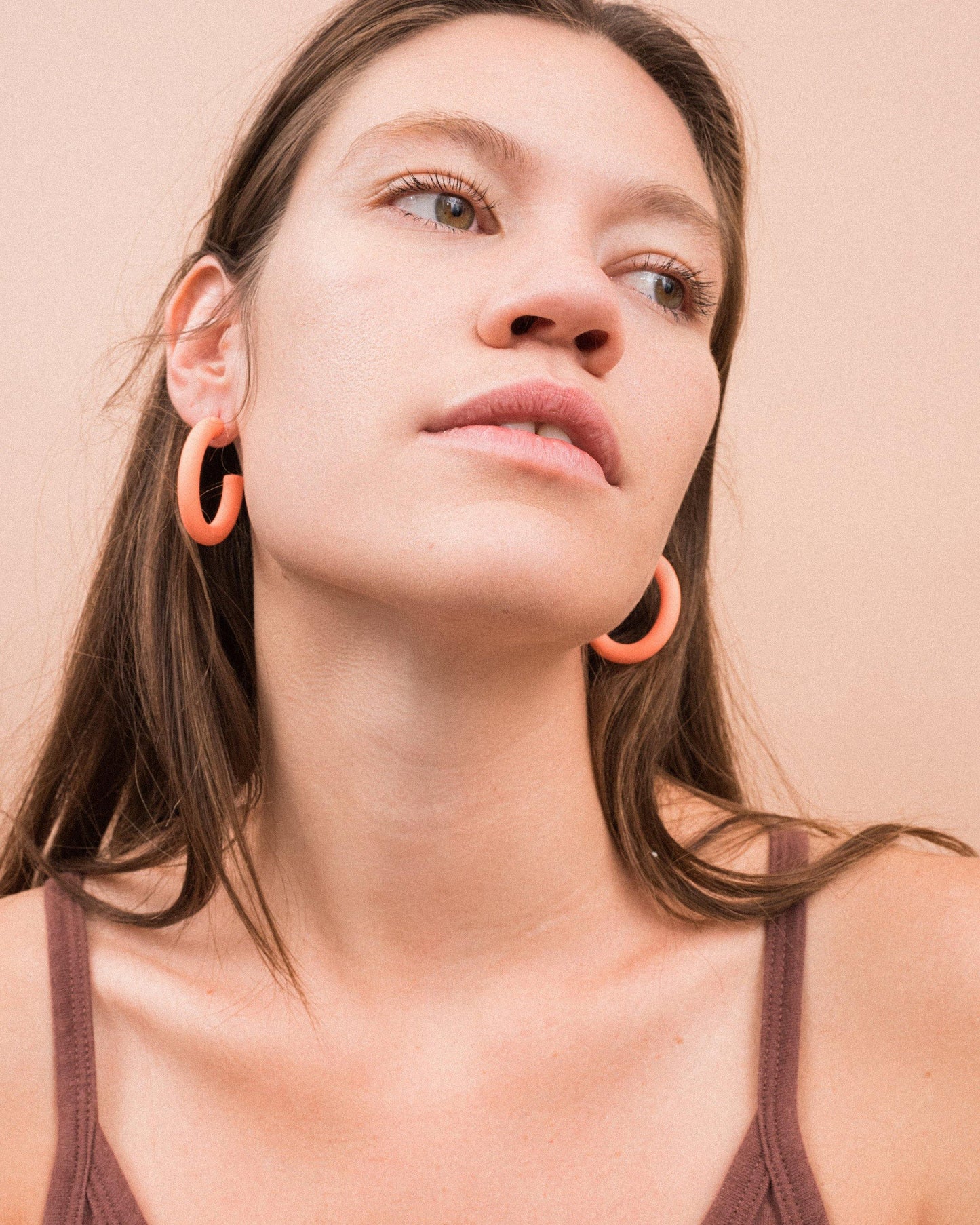 Coral Hoop Earrings - Closed Caption | Shop Vintage + Handmade. Always Sustainable. Never Wasteful.