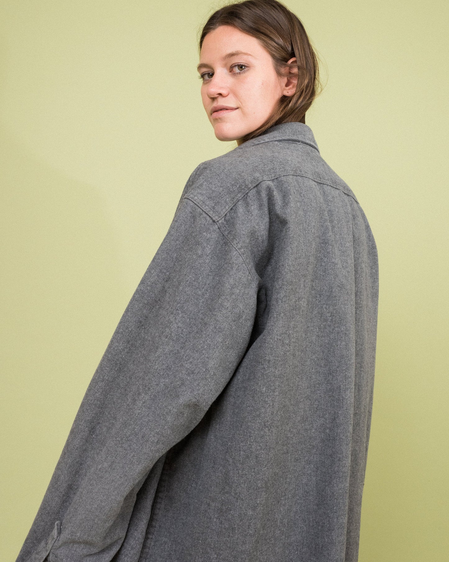 Vintage Oversized Brushed Cotton Grey Shacket (S-L)