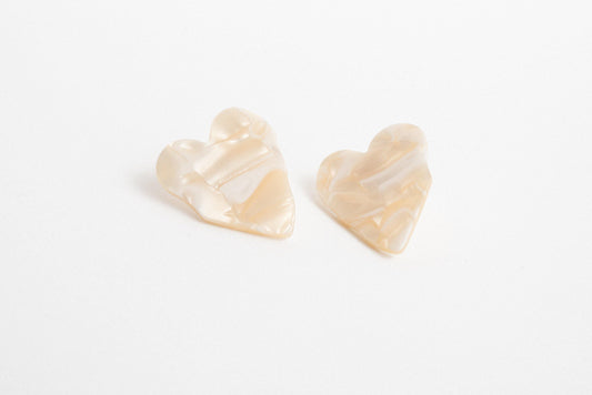 Vanilla Cream Heart Earrings - Closed Caption | Shop Vintage + Handmade. Always Sustainable. Never Wasteful.