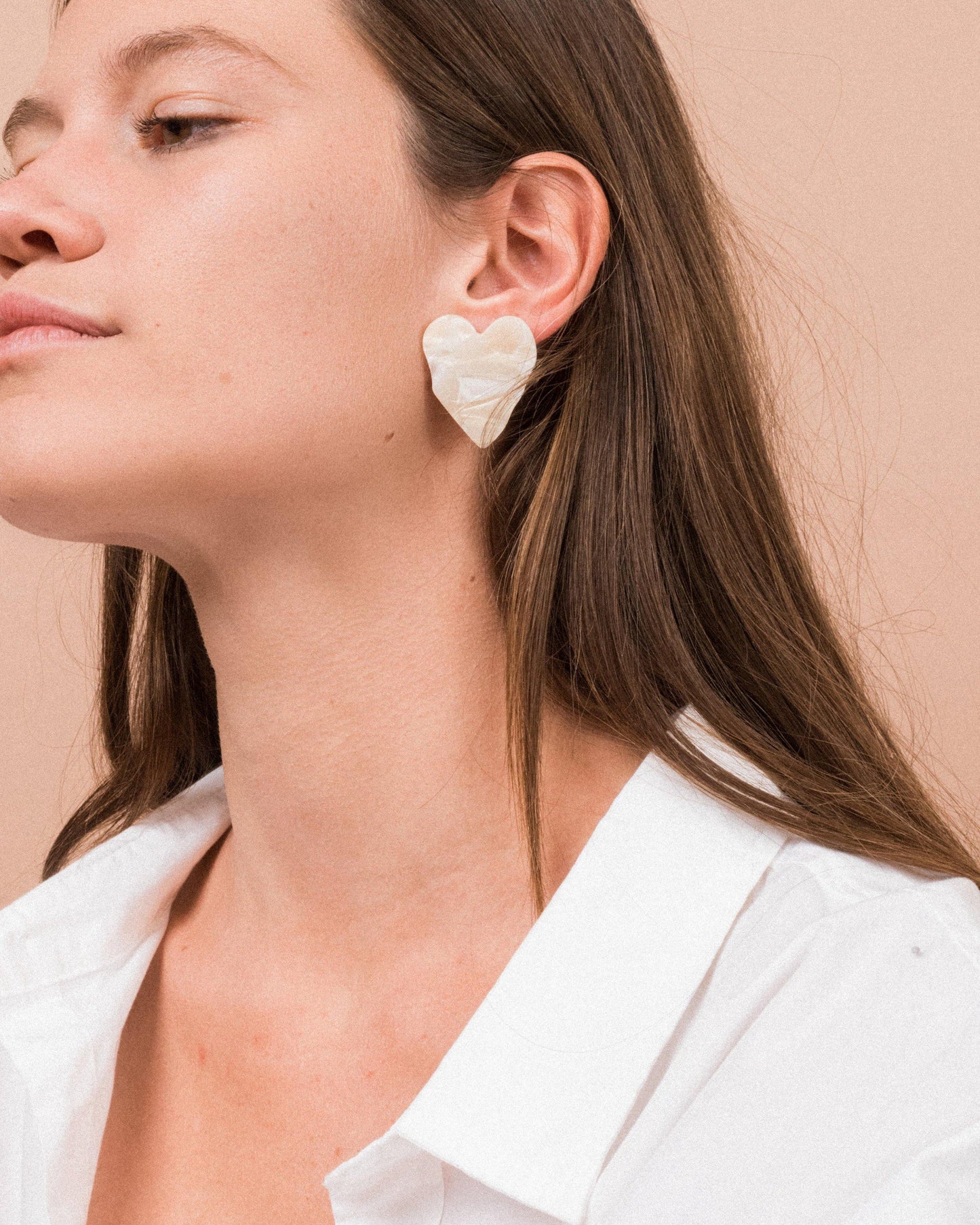 Vanilla Cream Heart Earrings - Closed Caption | Shop Vintage + Handmade. Always Sustainable. Never Wasteful.