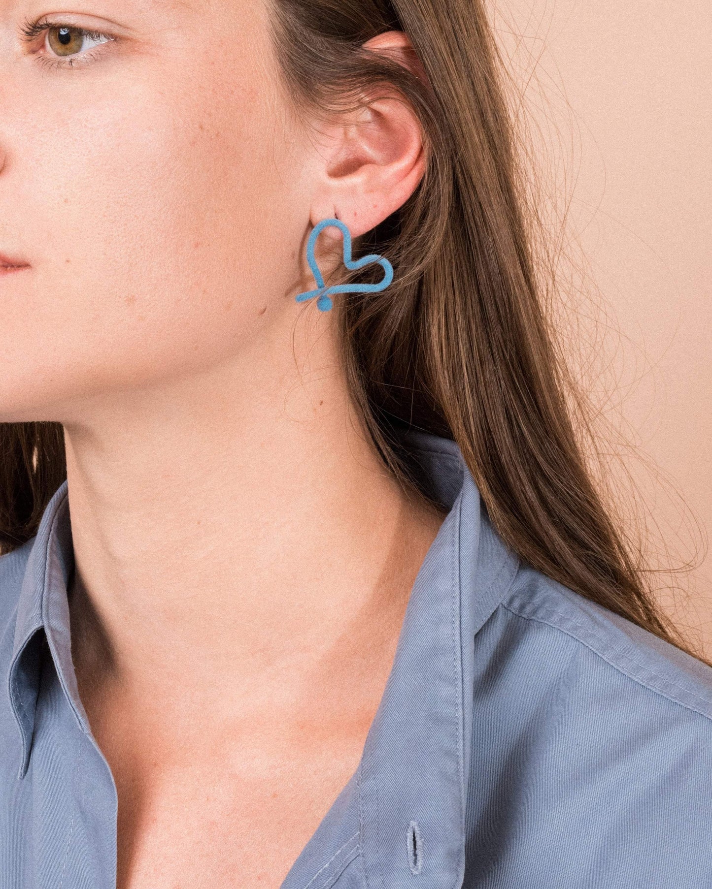 Powder Blue Velvet Heart Earrings - Closed Caption | Shop Vintage + Handmade. Always Sustainable. Never Wasteful.