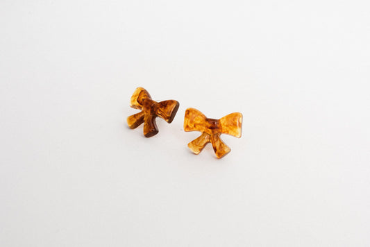 Dainty Caramel Bow Earrings - Closed Caption | Shop Vintage + Handmade. Always Sustainable. Never Wasteful.