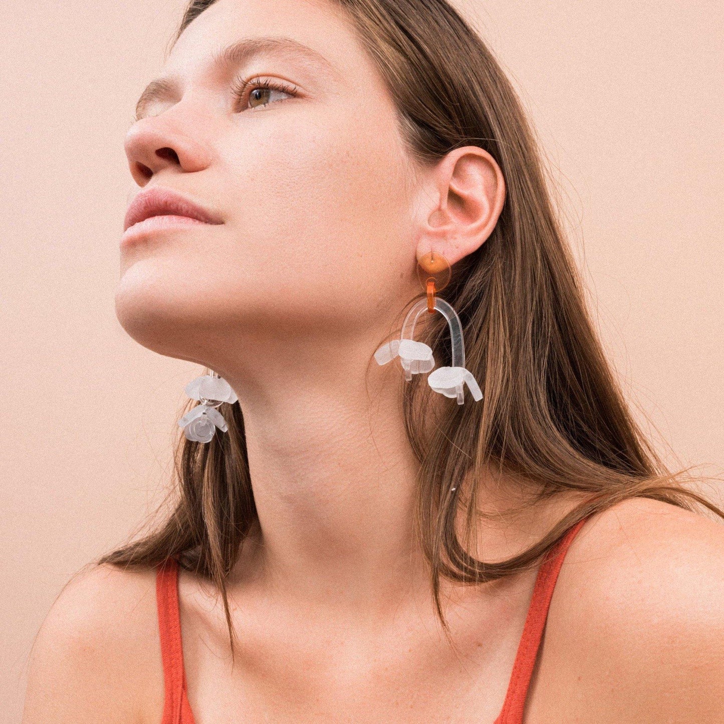 Orange Flower Dangle Earrings - Closed Caption | Shop Vintage + Handmade. Always Sustainable. Never Wasteful.