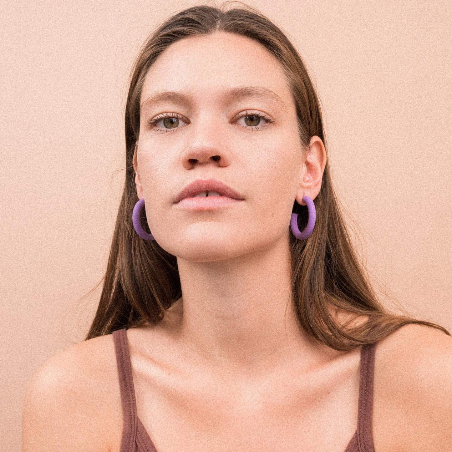 Lilac Hoop Earrings - Closed Caption | Shop Vintage + Handmade. Always Sustainable. Never Wasteful.